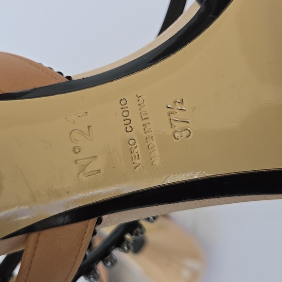 N.21 Women's Pink and Black Kitten Heel Strappy Sandals Size 37.5 Made In Italy - Picture 7 of 9